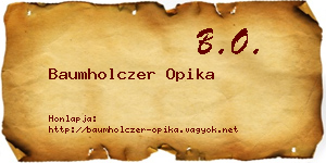 Baumholczer Opika névjegykártya